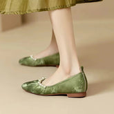 Women Bead Square Toe Flats Shoes Shallow Elegant Ballet Dance Soft Sole Shoes 2024 Autumn Dress Party Shoes Comfort Zapatos